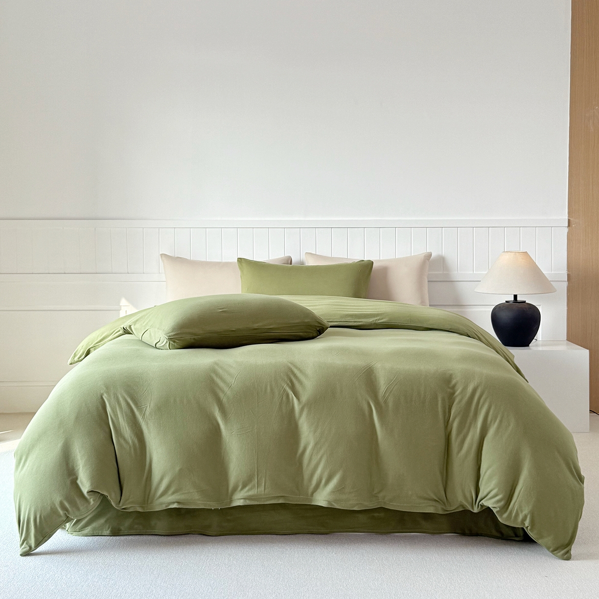 91家纺网 家纺一手货源 找家纺 锦罗绣 2026年全棉纯棉针织棉螺旋纱四件套 单被套定制任意尺寸 针织棉-薄荷绿