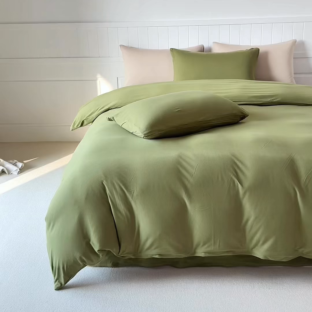 91家纺网 家纺一手货源 找家纺 锦罗绣 2026年全棉纯棉针织棉螺旋纱四件套 单被套定制任意尺寸 针织棉-薄荷绿