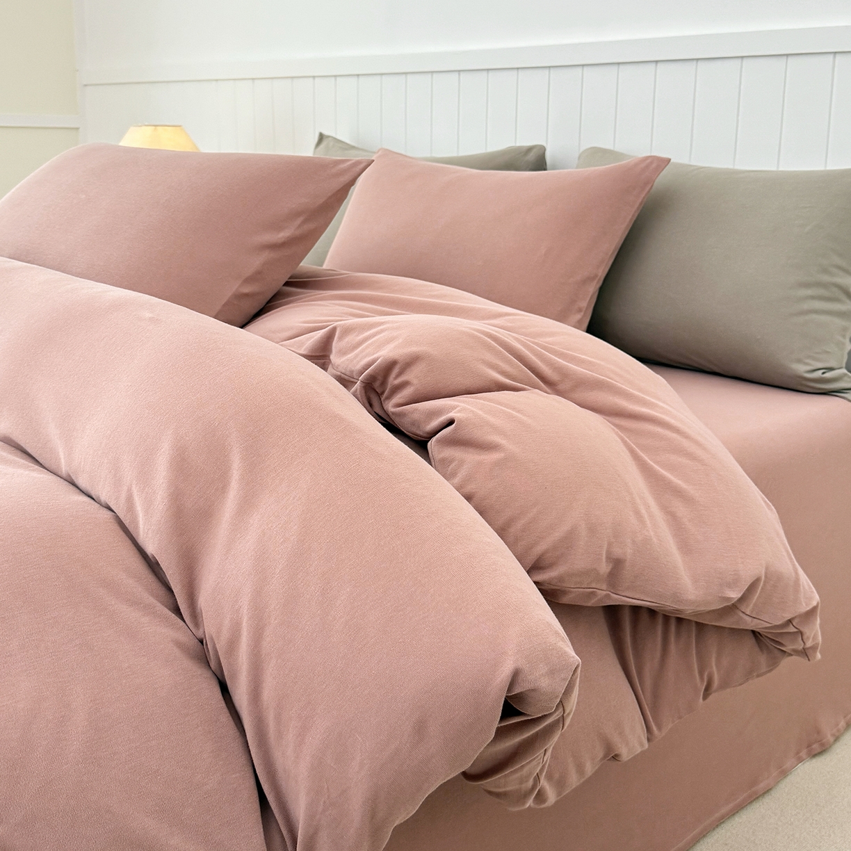 锦罗绣 2026年全棉纯棉针织棉螺旋纱四件套 单被套定制任意尺寸 针织棉-豆沙