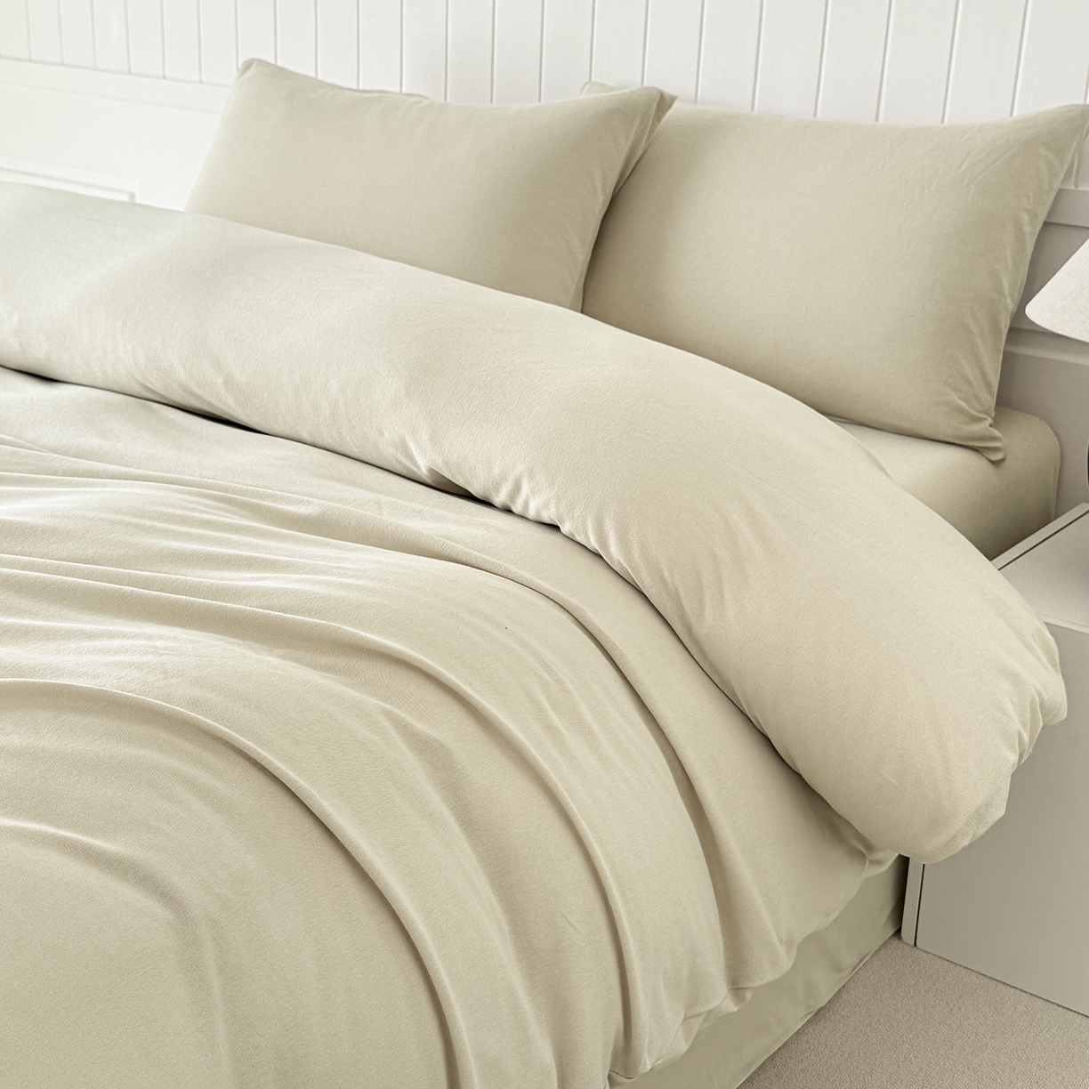 91家纺网 家纺一手货源 找家纺 锦罗绣 2026年全棉纯棉针织棉螺旋纱四件套 单被套定制任意尺寸 针织棉-米白