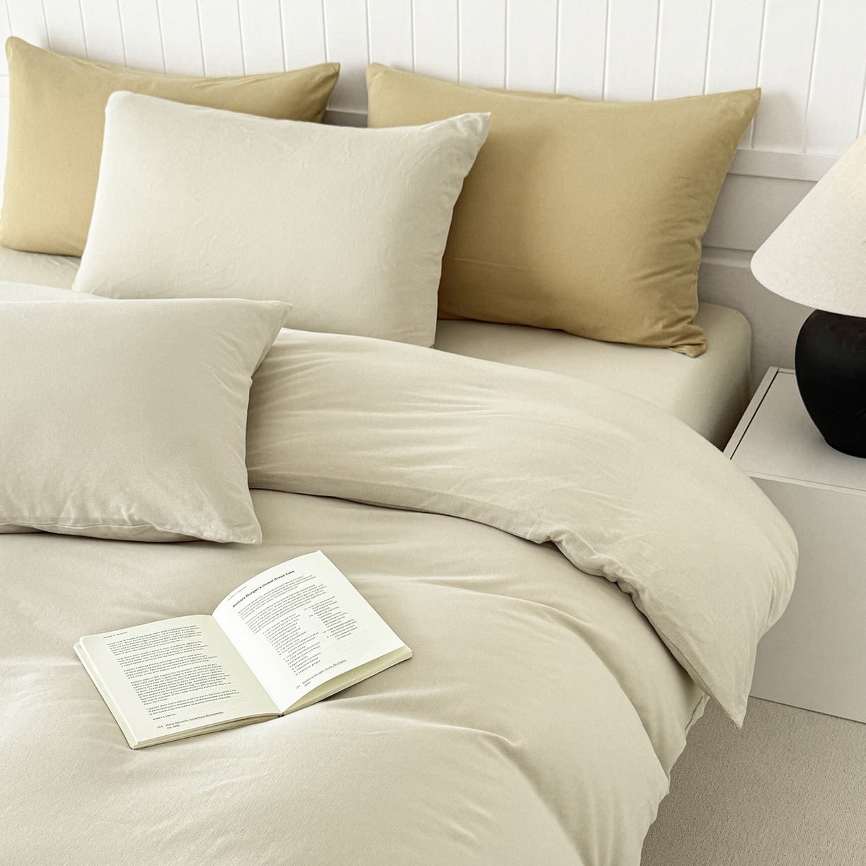 91家纺网 家纺一手货源 找家纺 锦罗绣 2026年全棉纯棉针织棉螺旋纱四件套 单被套定制任意尺寸 针织棉-米白