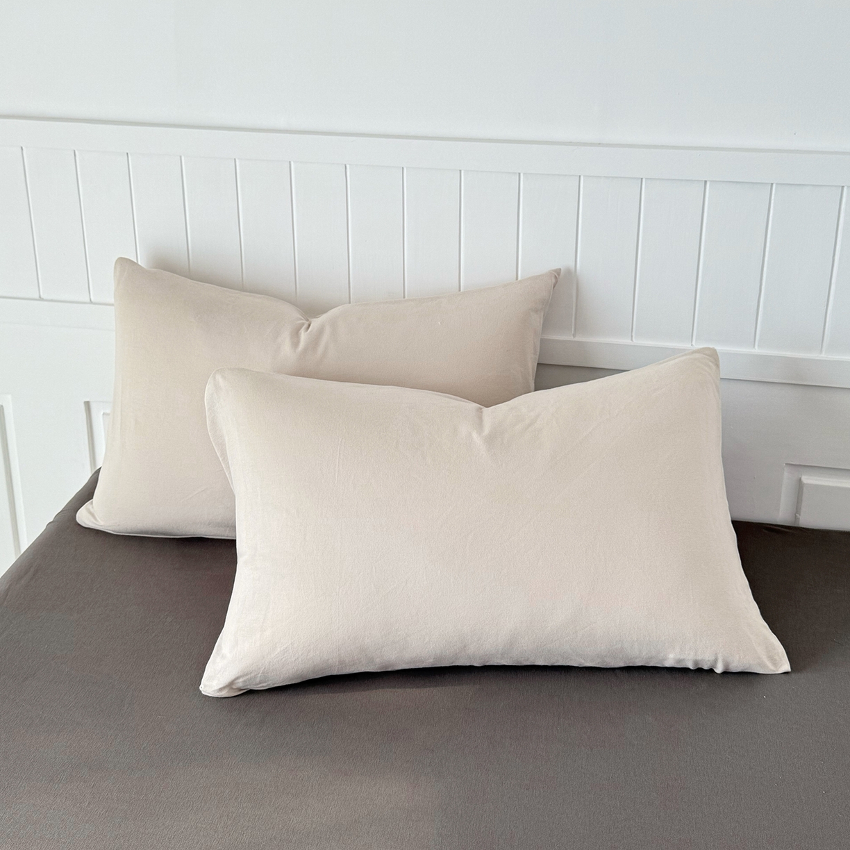 91家纺网 家纺一手货源 找家纺 锦罗绣 2026年全棉纯棉针织棉螺旋纱四件套 单被套定制任意尺寸 针织棉-米白灰