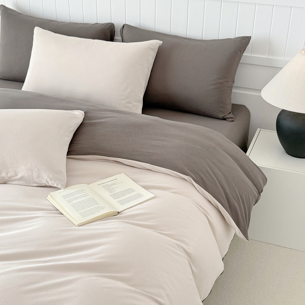 91家纺网 家纺一手货源 找家纺 锦罗绣 2026年全棉纯棉针织棉螺旋纱四件套 单被套定制任意尺寸 针织棉-米白灰