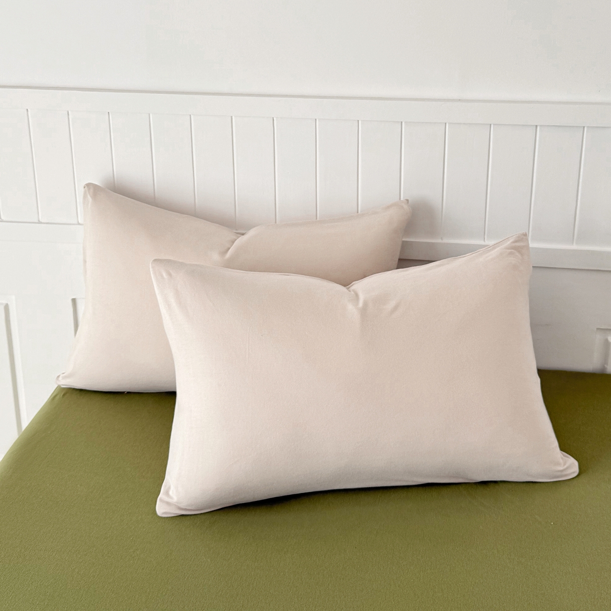 91家纺网 家纺一手货源 找家纺 锦罗绣 2026年全棉纯棉针织棉螺旋纱四件套 单被套定制任意尺寸 针织棉-米白绿