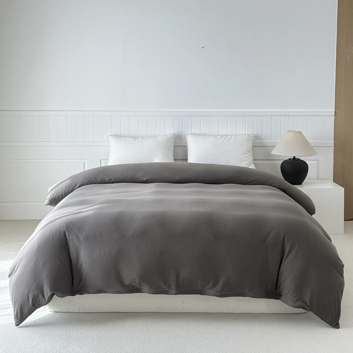 91家纺网 家纺一手货源 找家纺 锦罗绣 2026年全棉纯棉针织棉螺旋纱四件套 单被套定制任意尺寸 针织棉-绅士灰