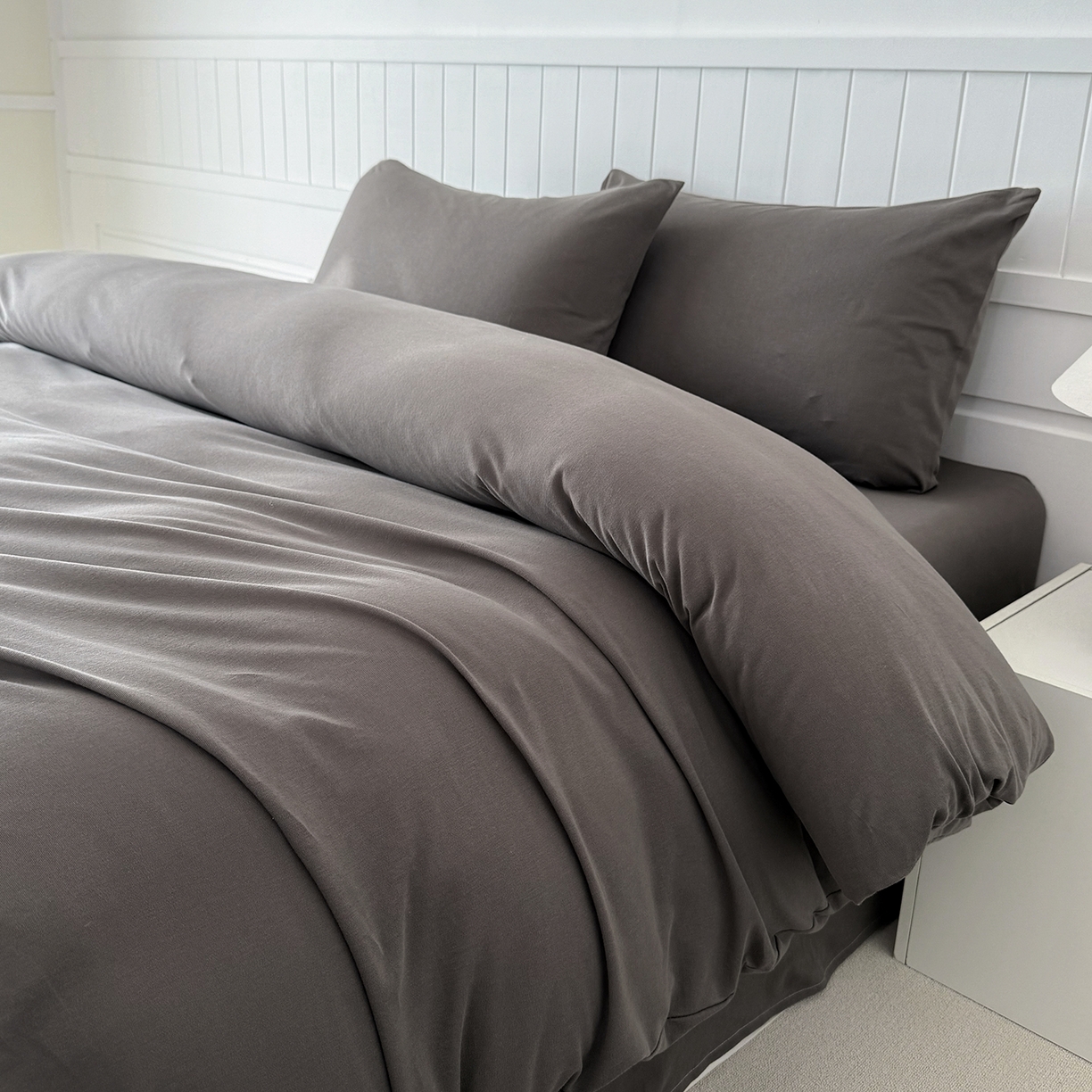 91家纺网 家纺一手货源 找家纺 锦罗绣 2026年全棉纯棉针织棉螺旋纱四件套 单被套定制任意尺寸 针织棉-绅士灰