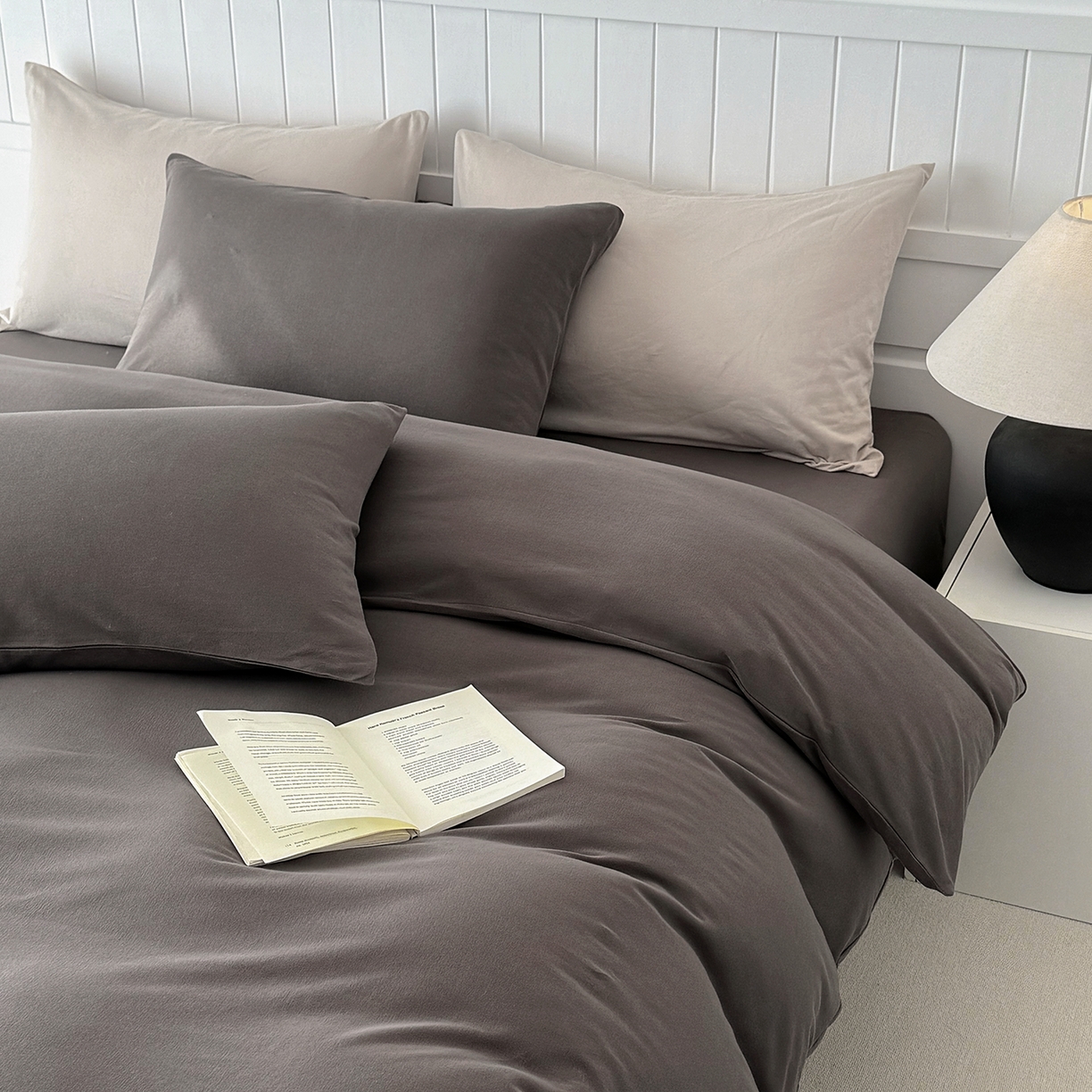 91家纺网 家纺一手货源 找家纺 锦罗绣 2026年全棉纯棉针织棉螺旋纱四件套 单被套定制任意尺寸 针织棉-绅士灰