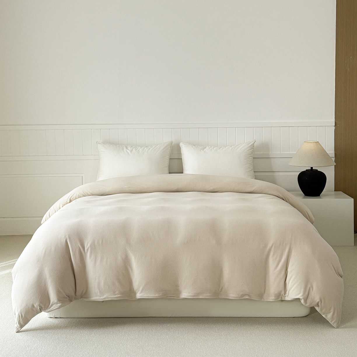 锦罗绣 2026年全棉纯棉针织棉螺旋纱单被套定制任意尺寸 针织棉-米白