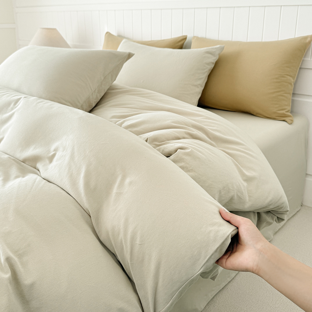 91家纺网 家纺一手货源 找家纺 锦罗绣 2026年全棉纯棉针织棉螺旋纱单被套定制任意尺寸 针织棉-米白