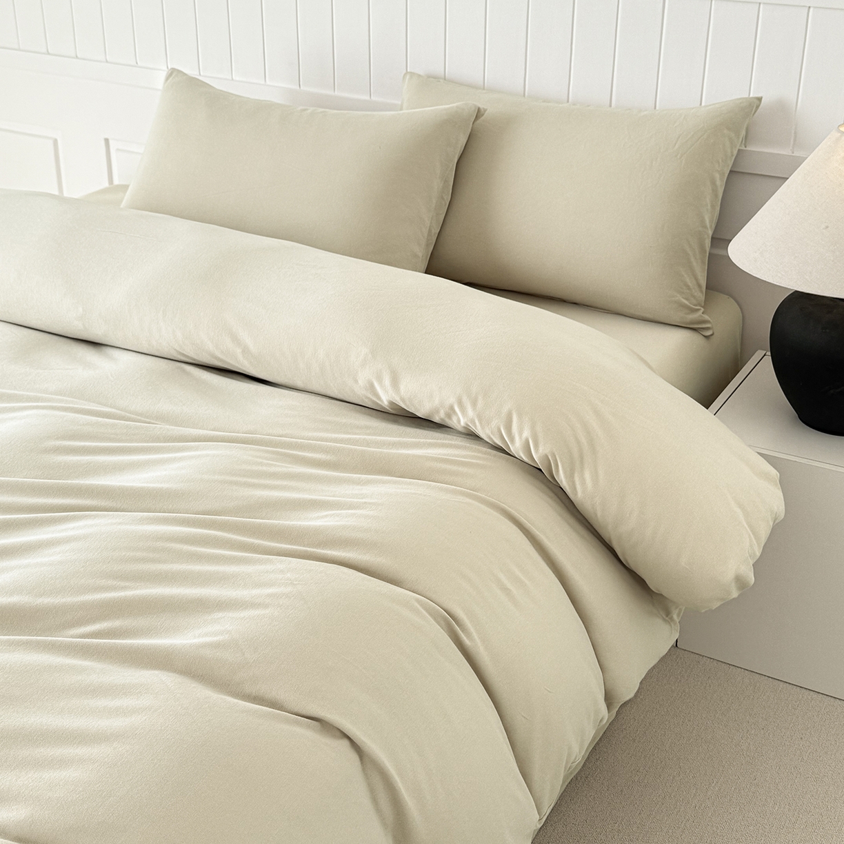 91家纺网 家纺一手货源 找家纺 锦罗绣 2026年全棉纯棉针织棉螺旋纱单被套定制任意尺寸 针织棉-米白