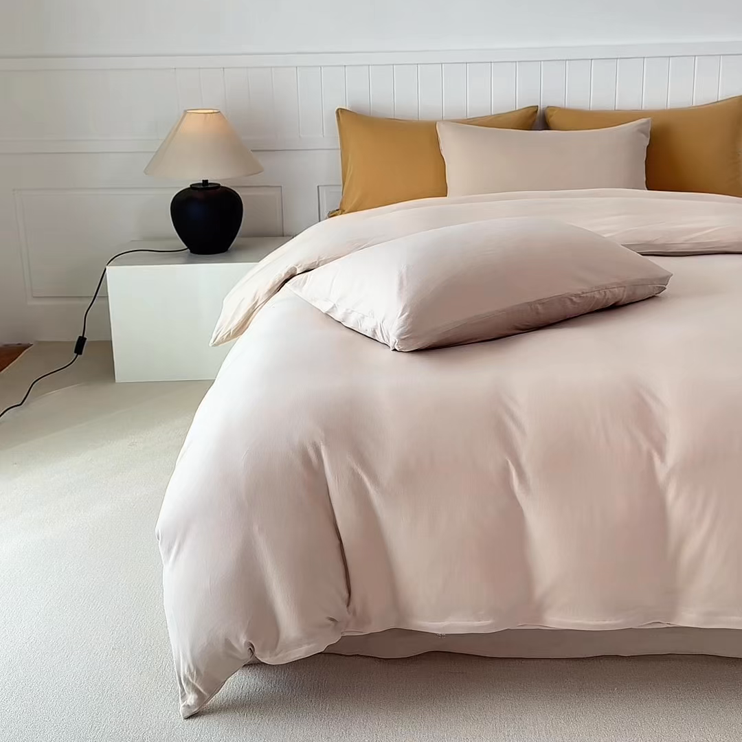 91家纺网 家纺一手货源 找家纺 锦罗绣 2026年全棉纯棉针织棉螺旋纱单被套定制任意尺寸 针织棉-米白