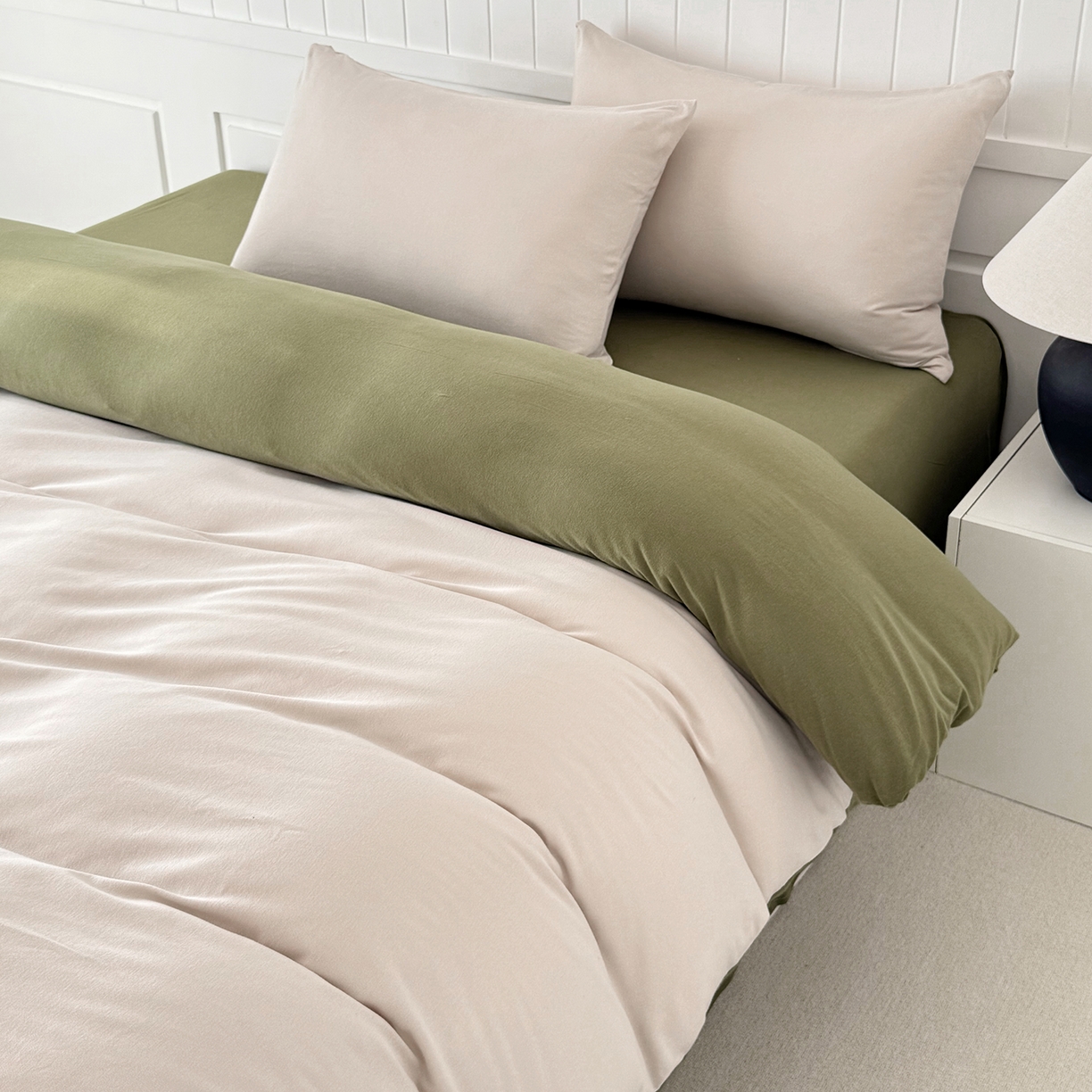 91家纺网 家纺一手货源 找家纺 锦罗绣 2026年全棉纯棉针织棉螺旋纱单被套定制任意尺寸 针织棉-米白绿