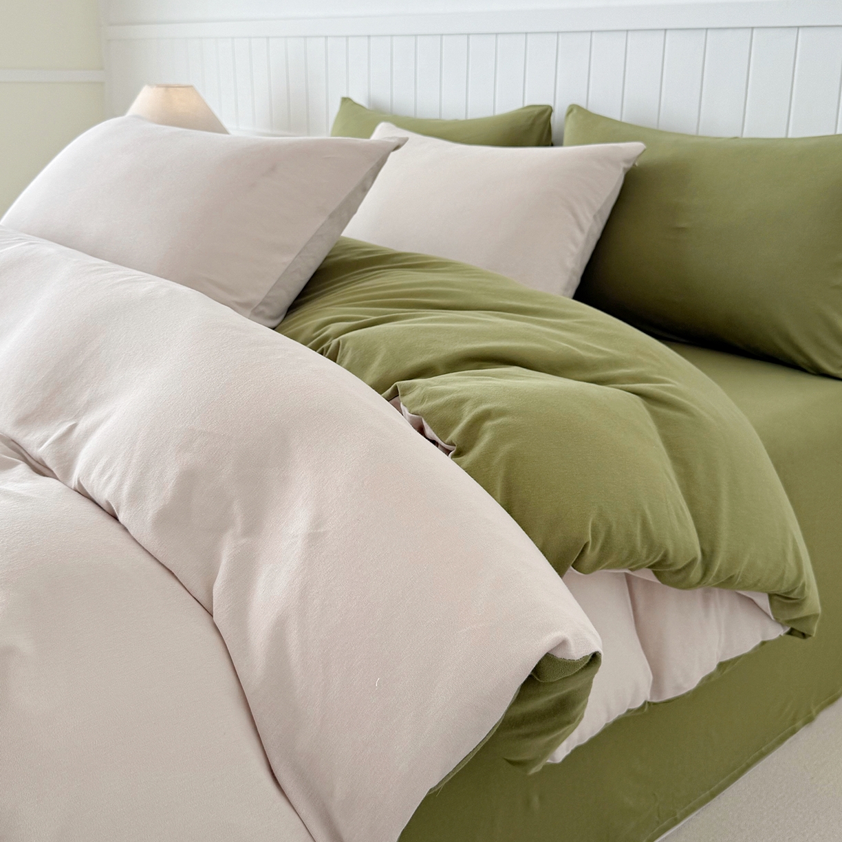 91家纺网 家纺一手货源 找家纺 锦罗绣 2026年全棉纯棉针织棉螺旋纱单被套定制任意尺寸 针织棉-米白绿