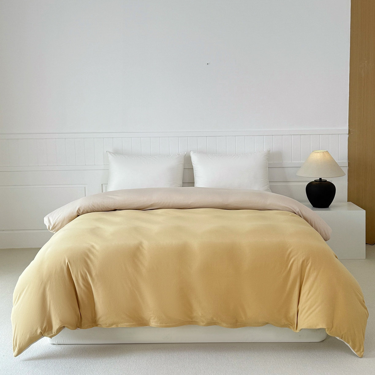 锦罗绣 2026年全棉纯棉针织棉螺旋纱单被套定制任意尺寸 针织棉-暖黄白