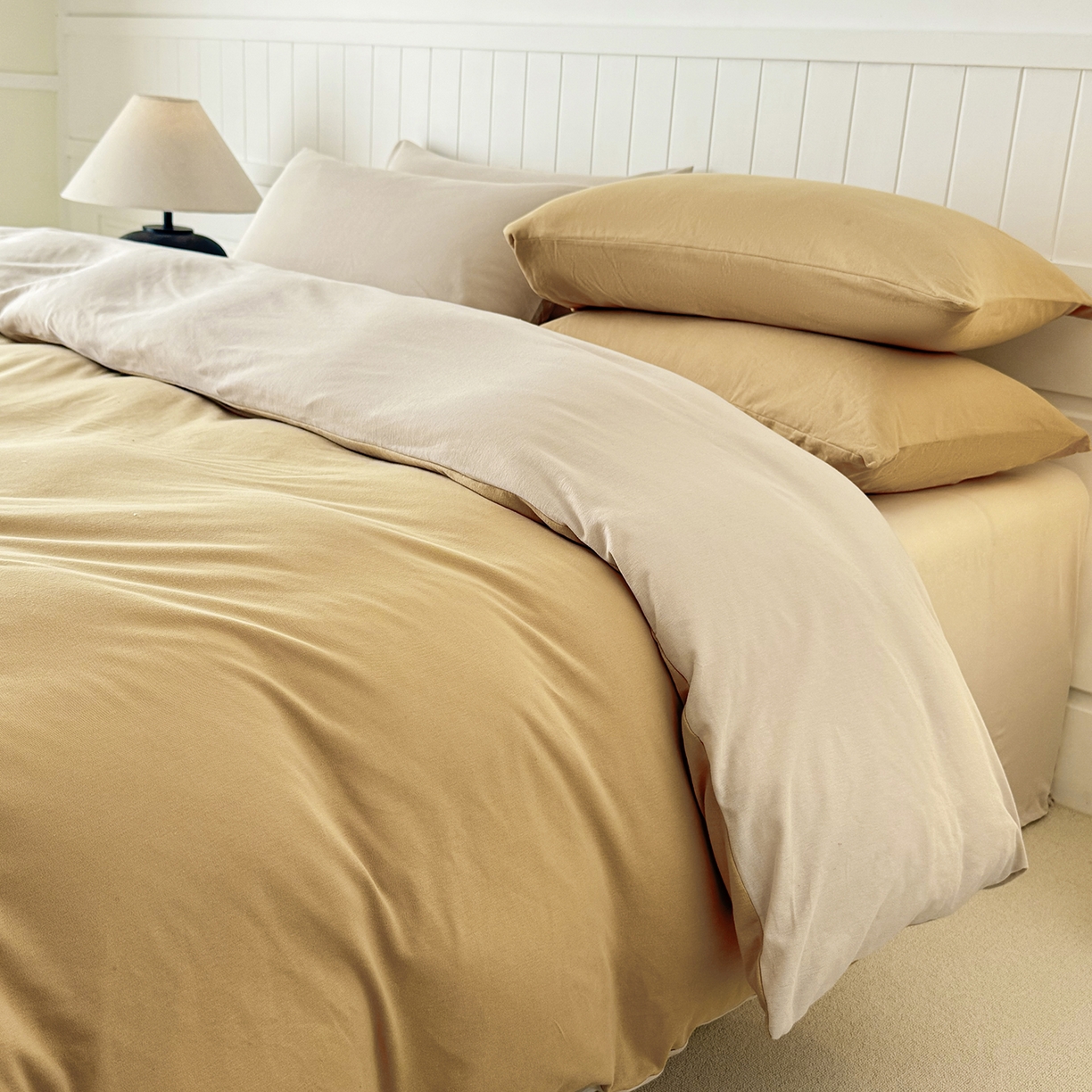 91家纺网 家纺一手货源 找家纺 锦罗绣 2026年全棉纯棉针织棉螺旋纱单被套定制任意尺寸 针织棉-暖黄白