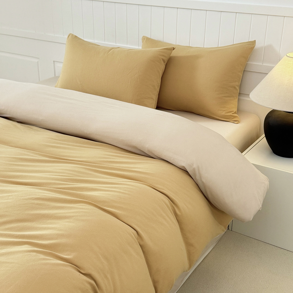 91家纺网 家纺一手货源 找家纺 锦罗绣 2026年全棉纯棉针织棉螺旋纱单被套定制任意尺寸 针织棉-暖黄白