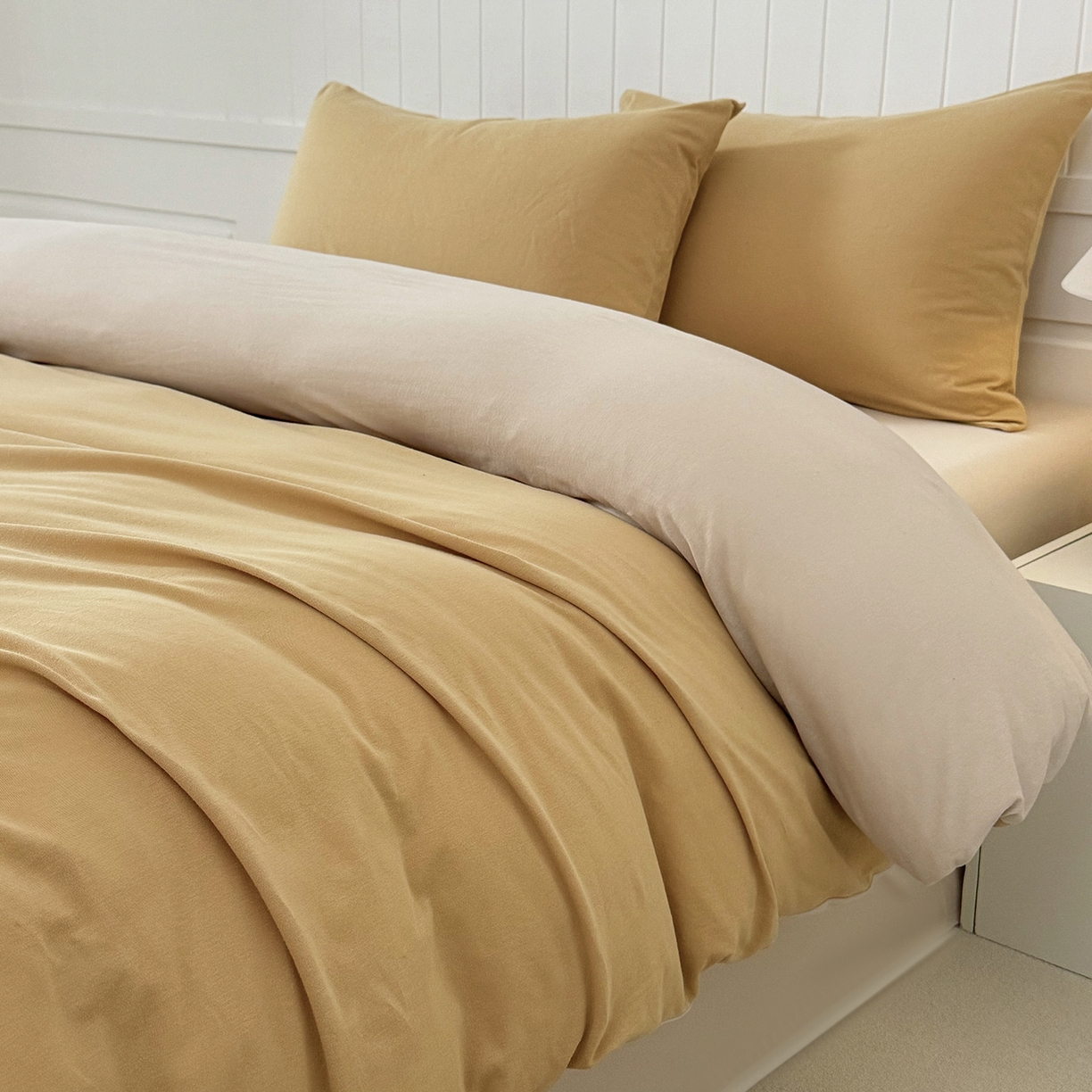 91家纺网 家纺一手货源 找家纺 锦罗绣 2026年全棉纯棉针织棉螺旋纱单被套定制任意尺寸 针织棉-暖黄白