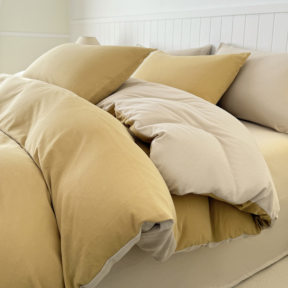 91家纺网 家纺一手货源 找家纺 锦罗绣 2026年全棉纯棉针织棉螺旋纱单被套定制任意尺寸 针织棉-暖黄白