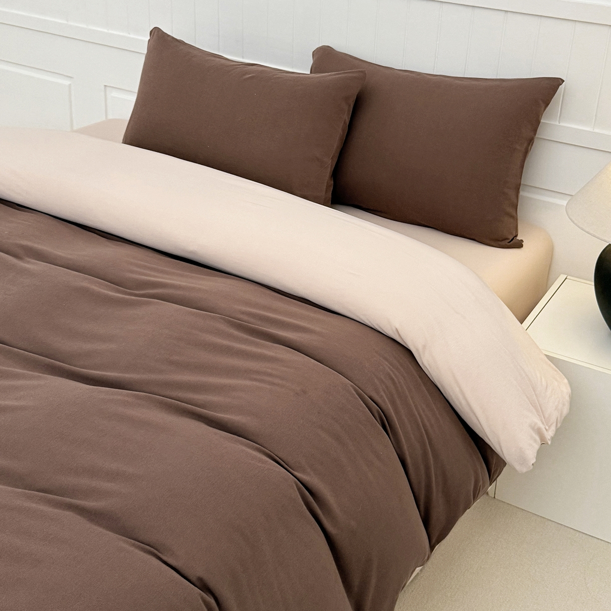 91家纺网 家纺一手货源 找家纺 锦罗绣 2026年全棉纯棉针织棉螺旋纱单被套定制任意尺寸 针织棉-深咖白