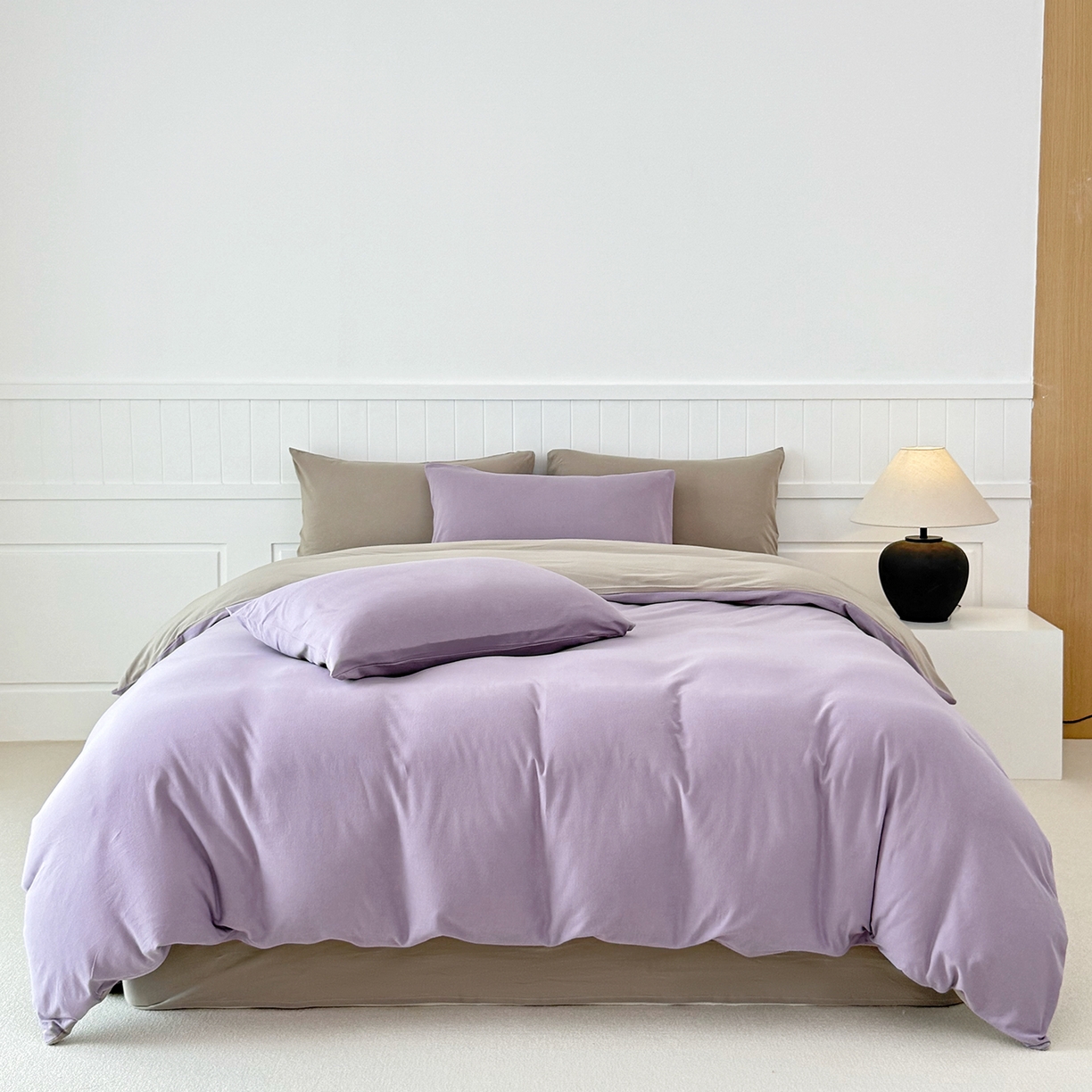 91家纺网 家纺一手货源 找家纺 锦罗绣 2026年全棉纯棉针织棉螺旋纱单被套定制任意尺寸 针织棉-紫灰色