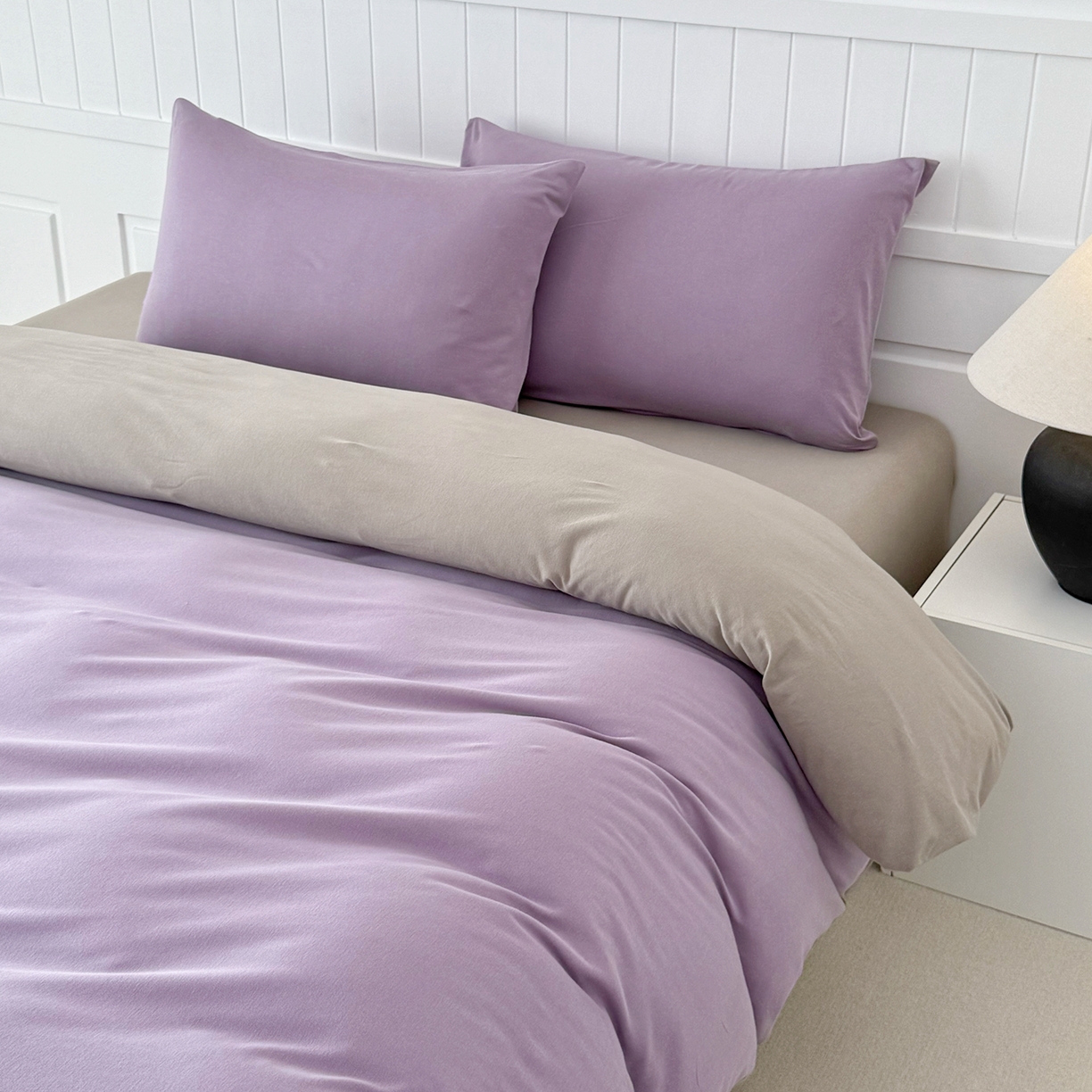 91家纺网 家纺一手货源 找家纺 锦罗绣 2026年全棉纯棉针织棉螺旋纱单被套定制任意尺寸 针织棉-紫灰色