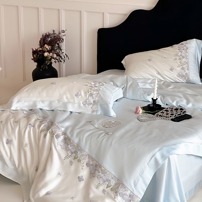 91家纺网 家纺一手货源 找家纺 （总）佳汐蓝家纺 2024新款全棉100支刺绣四件套-香馥丽