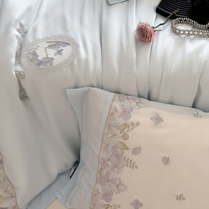 91家纺网 家纺一手货源 找家纺 （总）佳汐蓝家纺 2024新款全棉100支刺绣四件套-香馥丽