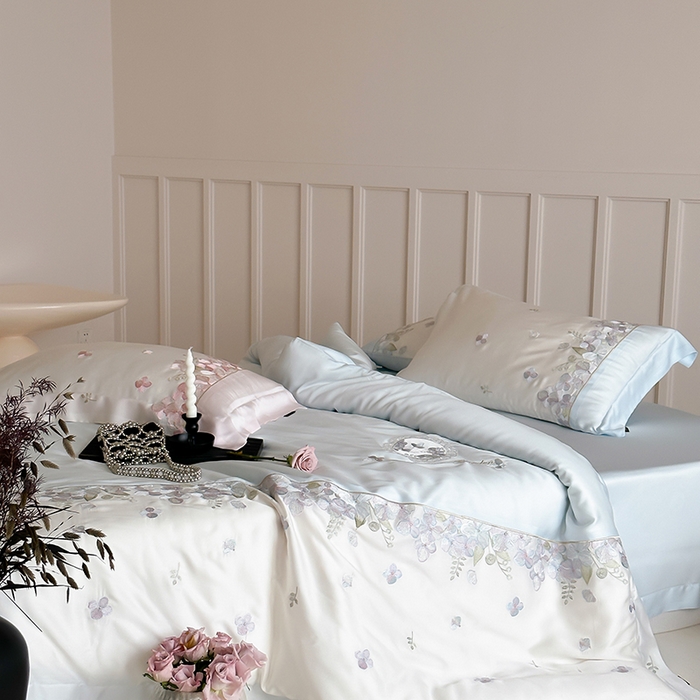 91家纺网 家纺一手货源 找家纺 （总）佳汐蓝家纺 2024新款全棉100支刺绣四件套-香馥丽