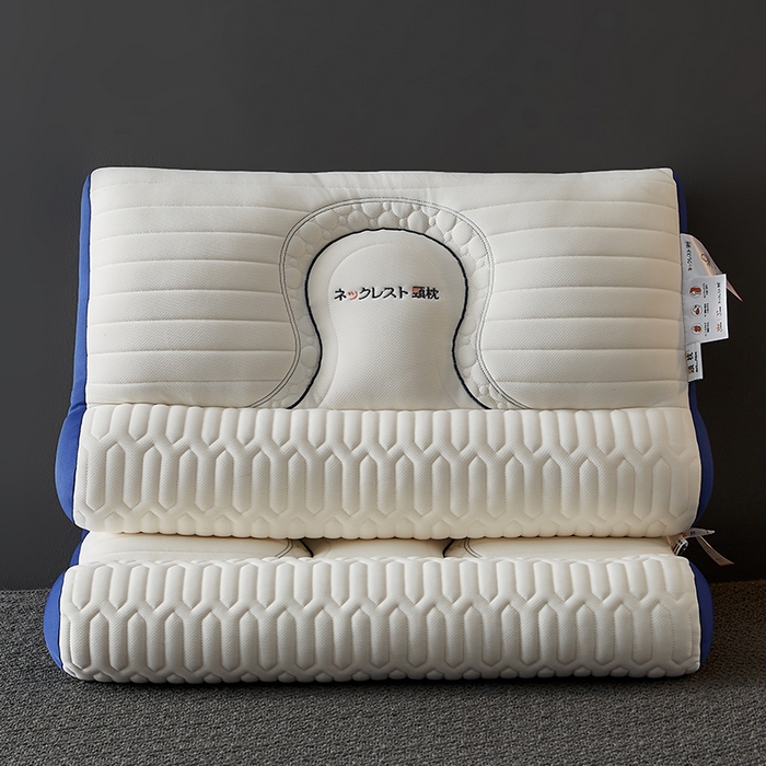 91家纺网 家纺一手货源 找家纺 乐可 2026新款乳胶日系牵引枕反牵引枕头枕芯 日系牵引枕-蓝