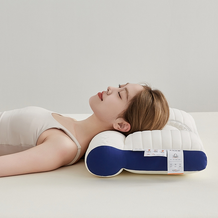 91家纺网 家纺一手货源 找家纺 乐可 2026新款乳胶日系牵引枕反牵引枕头枕芯 日系牵引枕-蓝