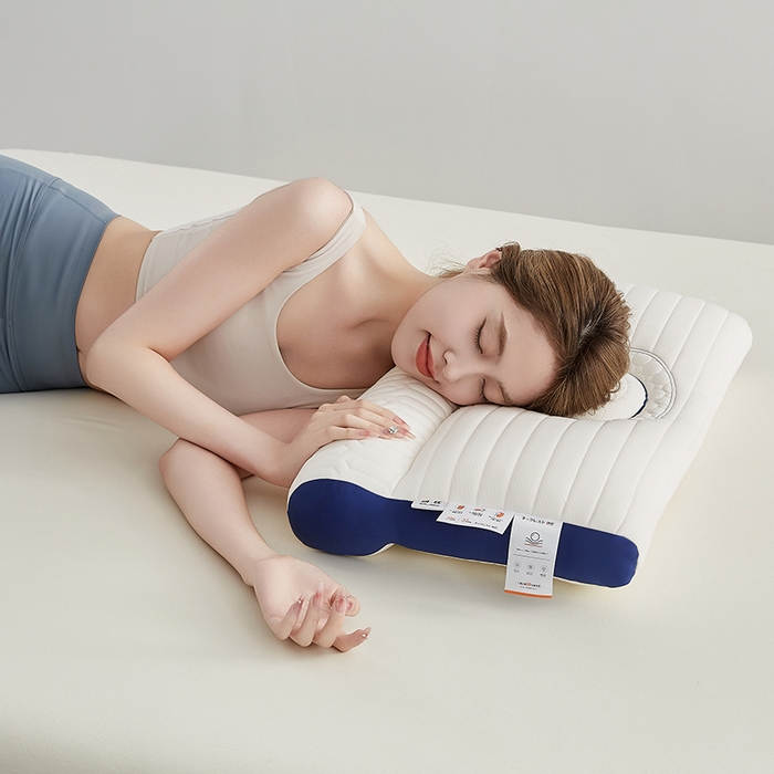 91家纺网 家纺一手货源 找家纺 乐可 2026新款乳胶日系牵引枕反牵引枕头枕芯 日系牵引枕-蓝