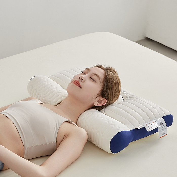 91家纺网 家纺一手货源 找家纺 乐可 2026新款乳胶日系牵引枕反牵引枕头枕芯 日系牵引枕-蓝