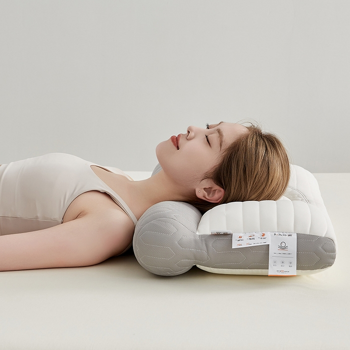 91家纺网 家纺一手货源 找家纺 乐可 2026新款乳胶日系牵引枕反牵引枕头枕芯 日系牵引枕-灰