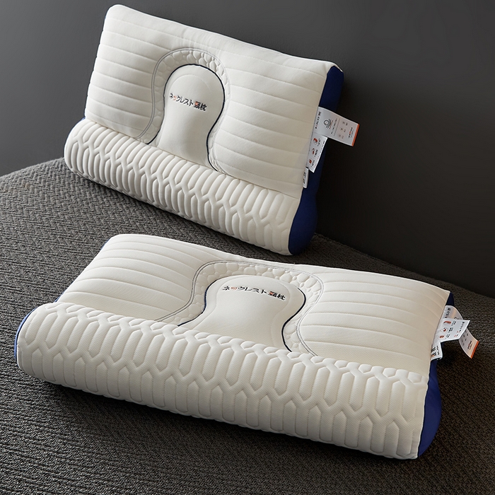 91家纺网 家纺一手货源 找家纺 乐可 2026新款乳胶日系牵引枕反牵引枕头枕芯 日系牵引枕-蓝