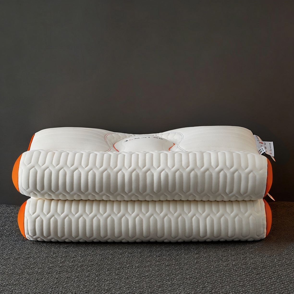 91家纺网 家纺一手货源 找家纺 乐可 2026新款乳胶日系牵引枕反牵引枕头枕芯 日系牵引枕-橘