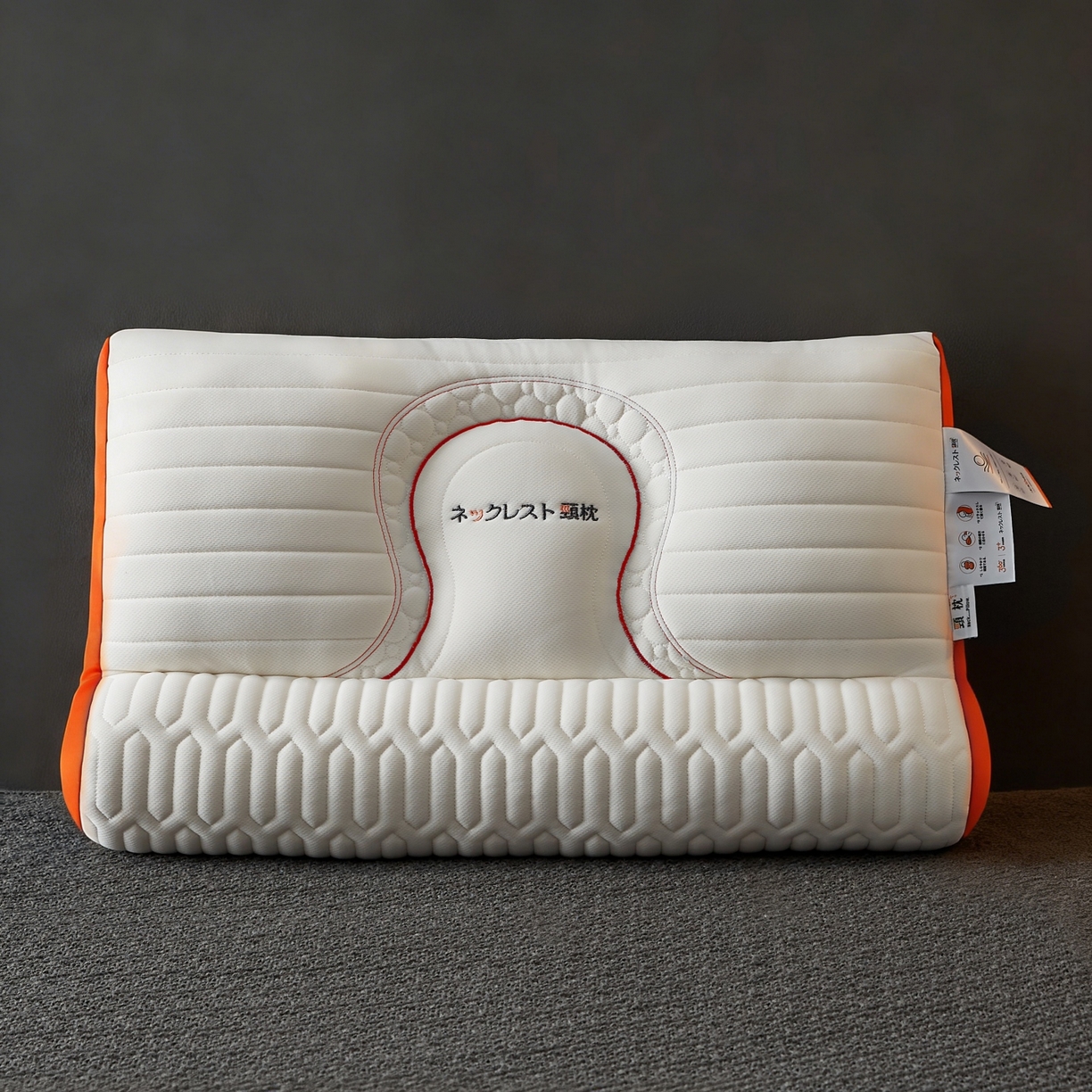 91家纺网 家纺一手货源 找家纺 乐可 2026新款乳胶日系牵引枕反牵引枕头枕芯 日系牵引枕-橘