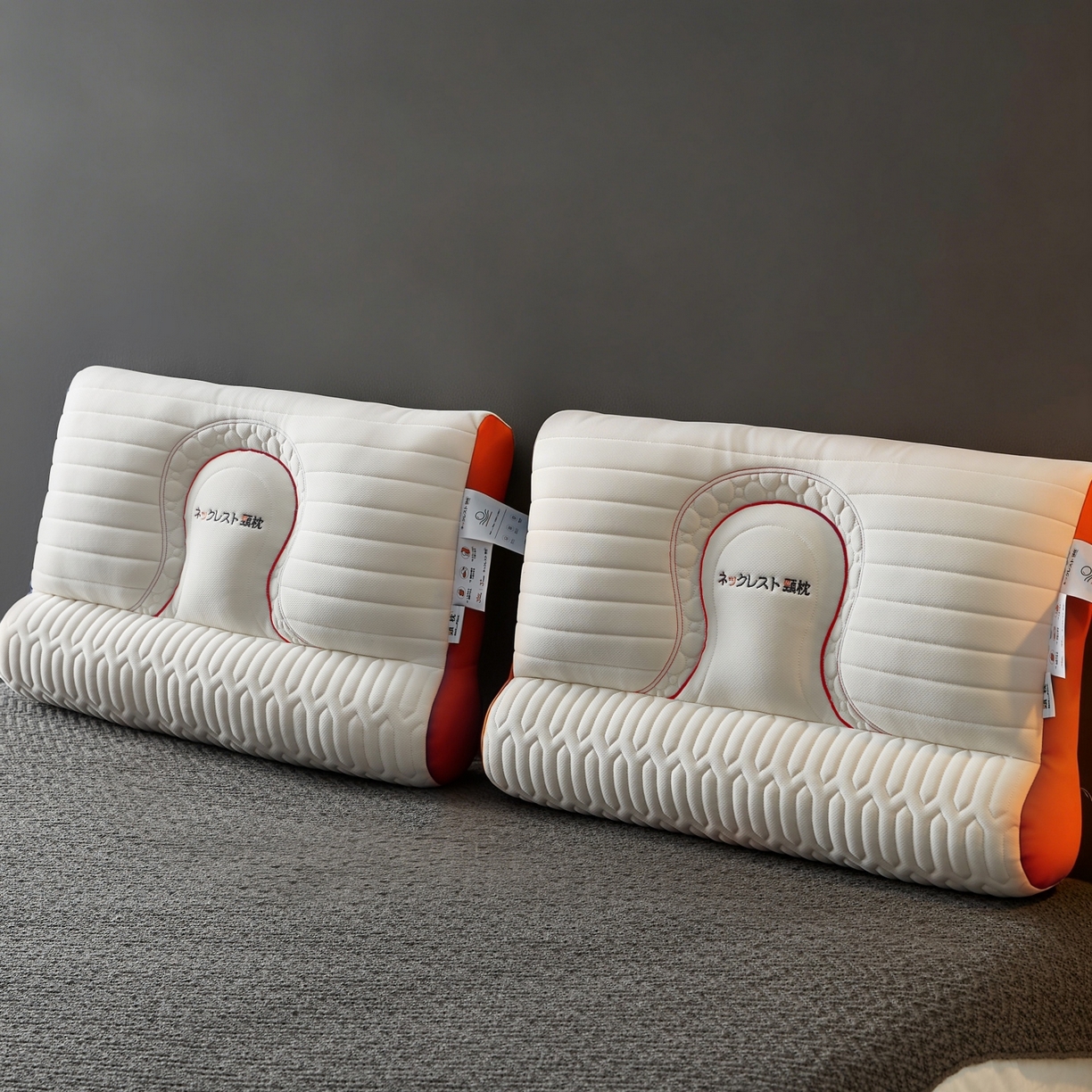 91家纺网 家纺一手货源 找家纺 乐可 2026新款乳胶日系牵引枕反牵引枕头枕芯 日系牵引枕-橘