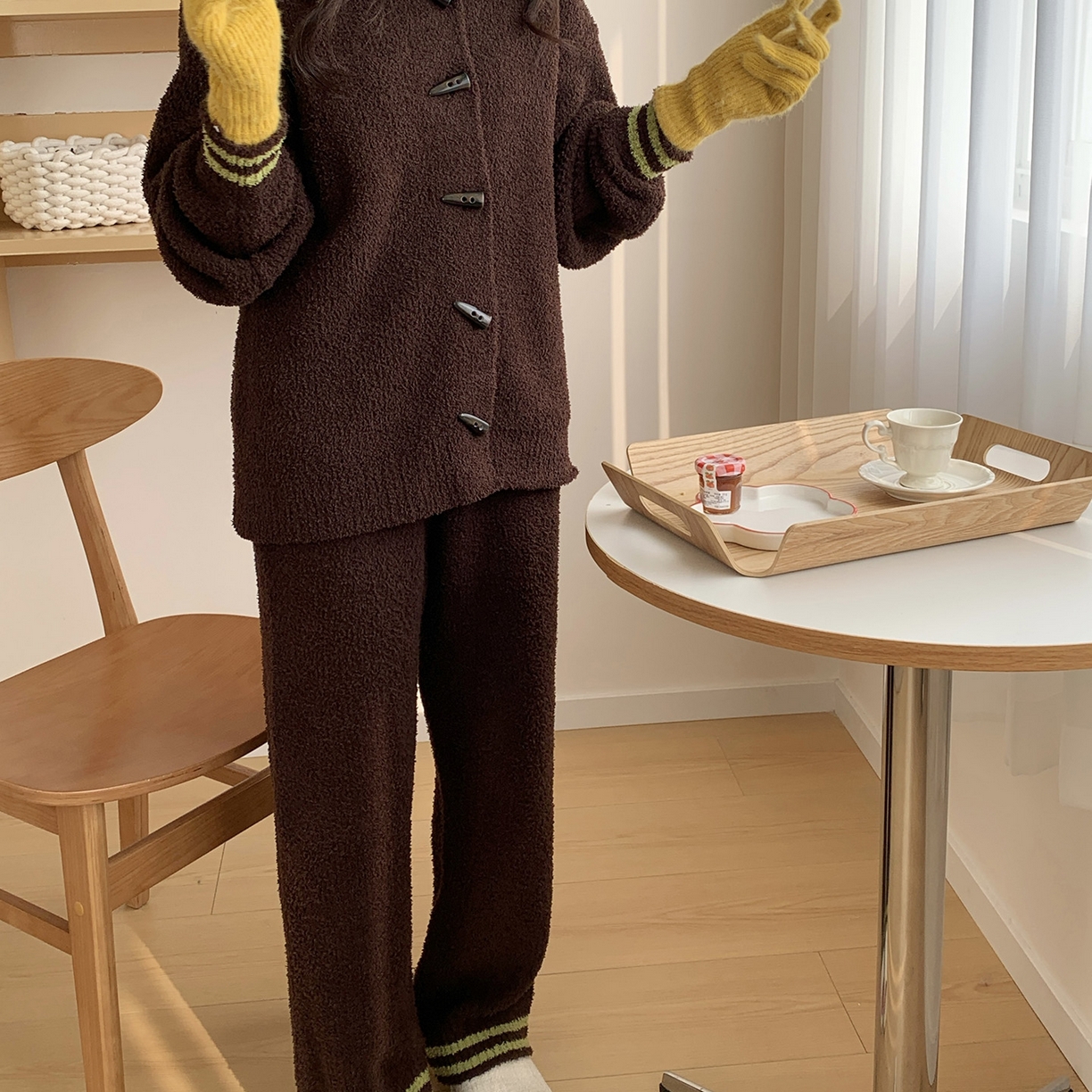 91家纺网 家纺一手货源 找家纺 多乐娜 2025新款出口日单高定款半边绒家居服重量高达1600g高级出口品质非市面普货（控价！请不要低于165元销售！！！！！） 暖棕色