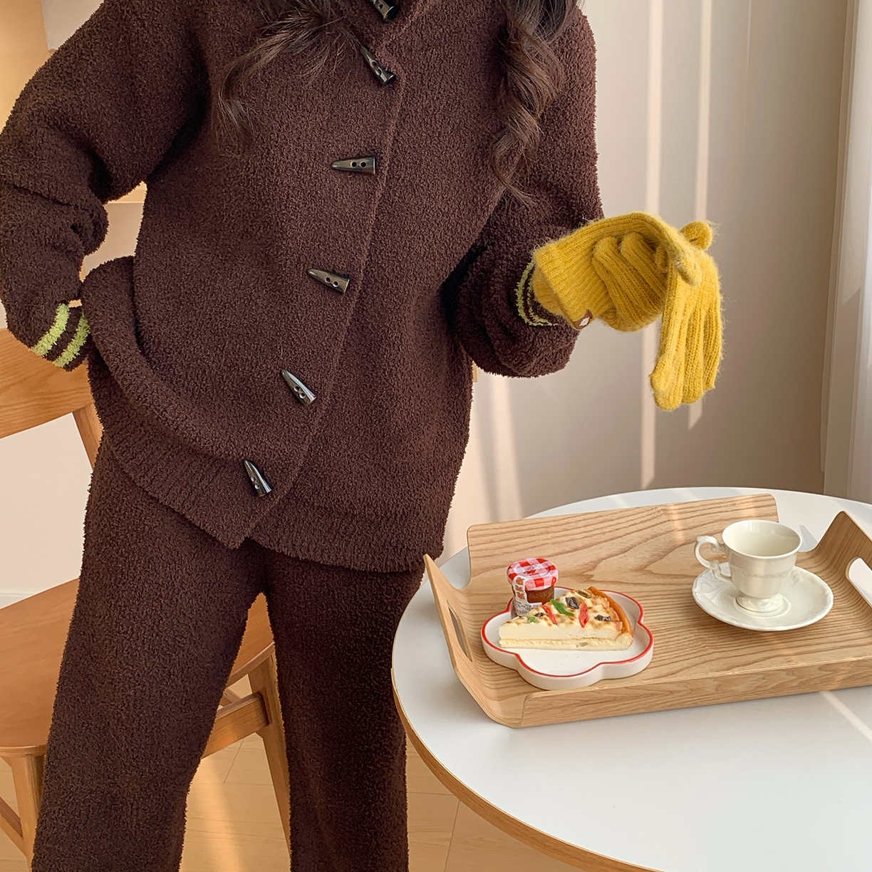 91家纺网 家纺一手货源 找家纺 多乐娜 2025新款出口日单高定款半边绒家居服重量高达1600g高级出口品质非市面普货（控价！请不要低于165元销售！！！！！） 暖棕色