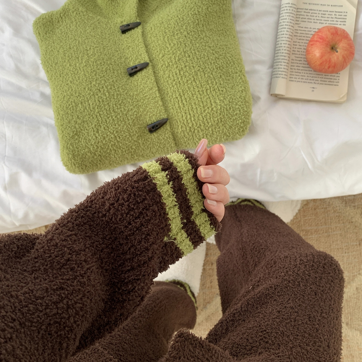 91家纺网 家纺一手货源 找家纺 多乐娜 2025新款出口日单高定款半边绒家居服重量高达1600g高级出口品质非市面普货（控价！请不要低于165元销售！！！！！） 青奈色