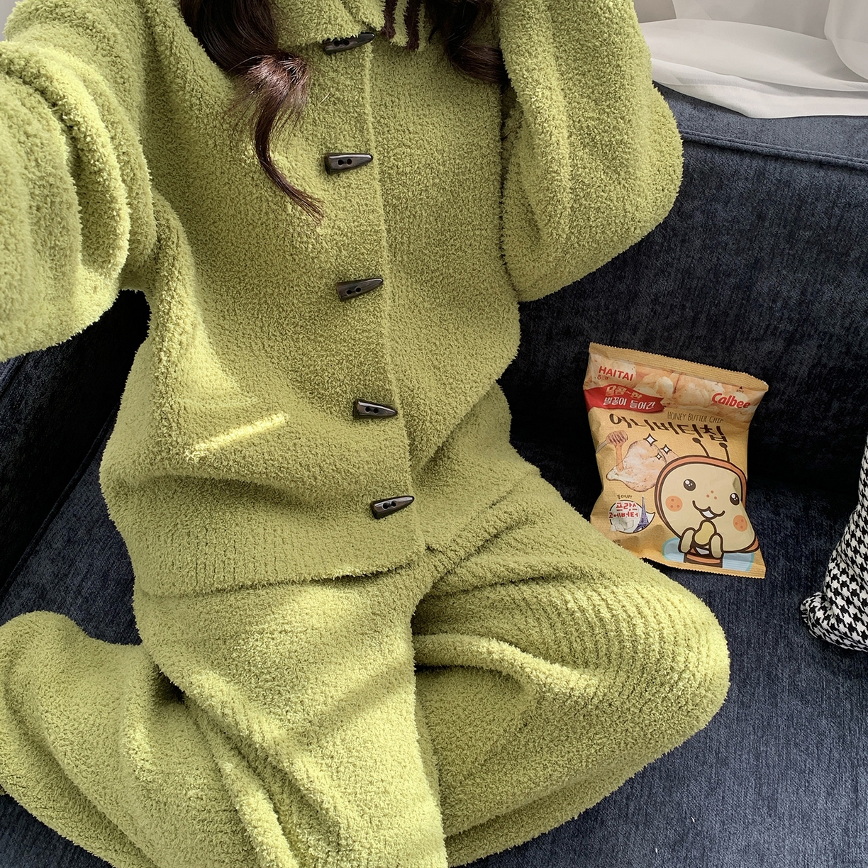 91家纺网 家纺一手货源 找家纺 多乐娜 2025新款出口日单高定款半边绒家居服重量高达1600g高级出口品质非市面普货（控价！请不要低于165元销售！！！！！） 青奈色