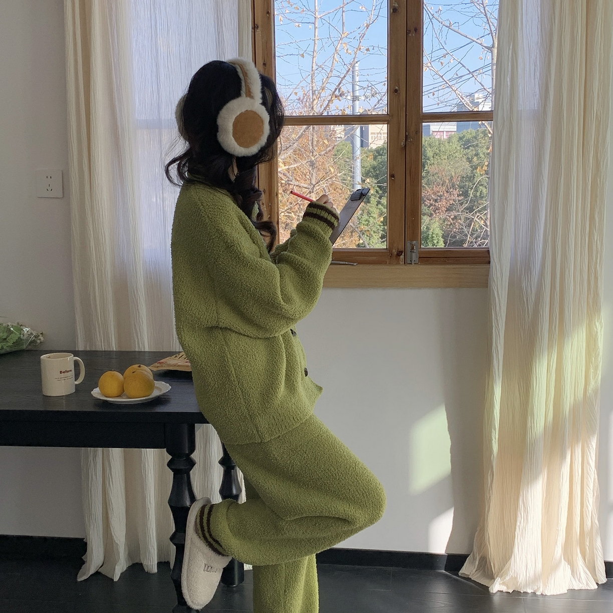 91家纺网 家纺一手货源 找家纺 多乐娜 2025新款出口日单高定款半边绒家居服重量高达1600g高级出口品质非市面普货（控价！请不要低于165元销售！！！！！） 青奈色