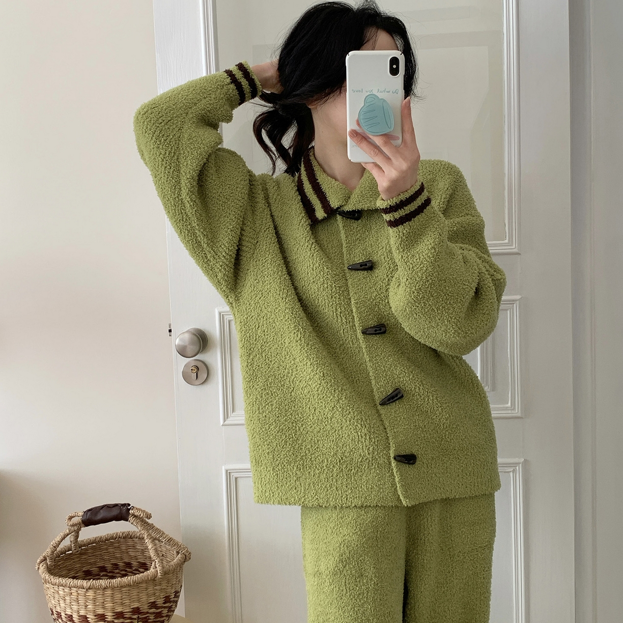 91家纺网 家纺一手货源 找家纺 多乐娜 2025新款出口日单高定款半边绒家居服重量高达1600g高级出口品质非市面普货（控价！请不要低于165元销售！！！！！） 青奈色