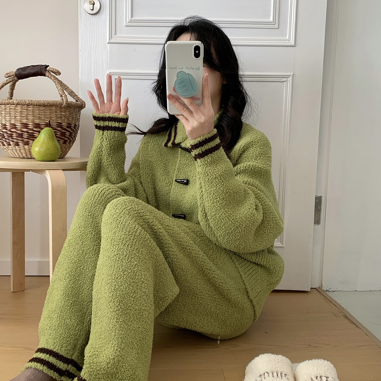 91家纺网 家纺一手货源 找家纺 多乐娜 2025新款出口日单高定款半边绒家居服重量高达1600g高级出口品质非市面普货（控价！请不要低于165元销售！！！！！） 青奈色