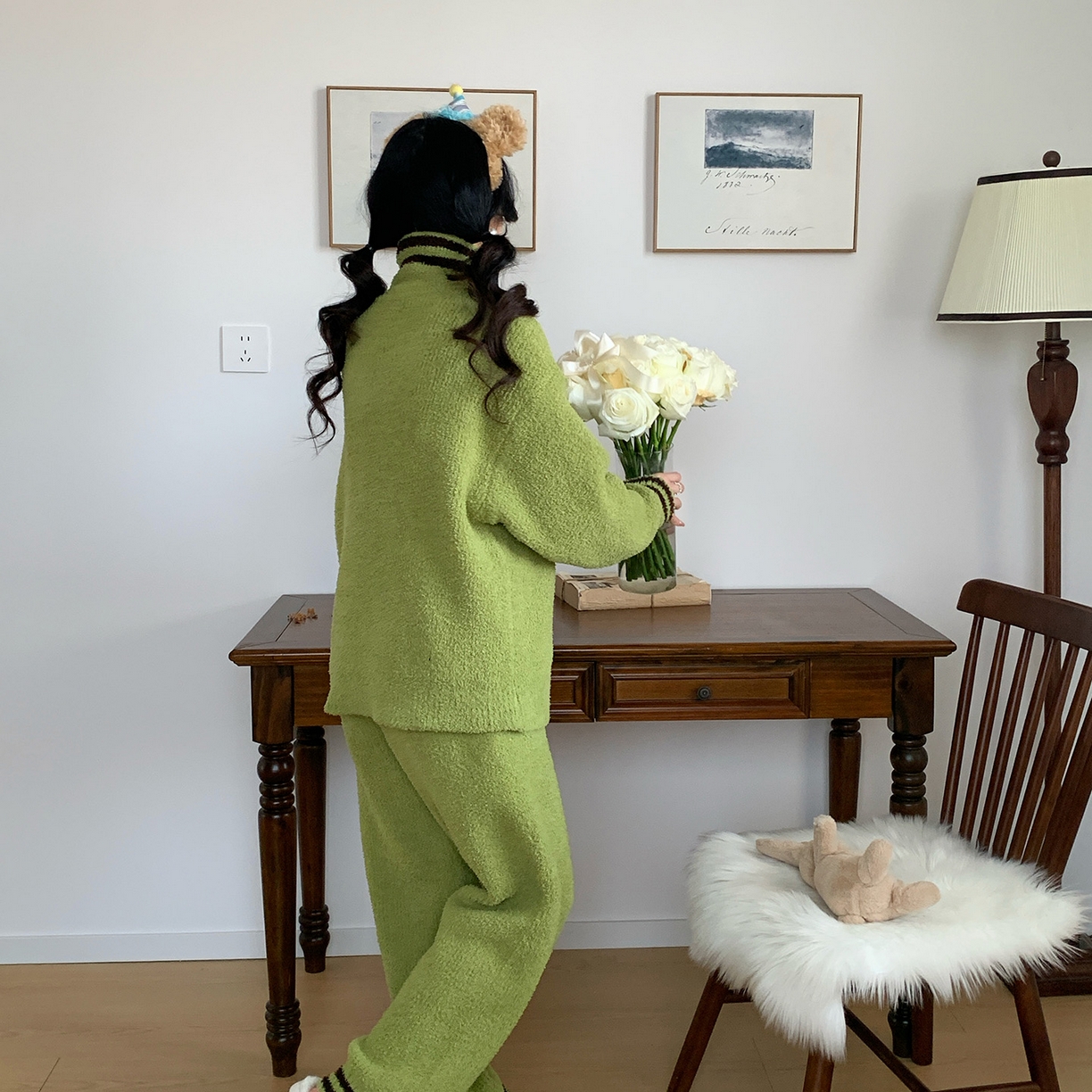 91家纺网 家纺一手货源 找家纺 多乐娜 2025新款出口日单高定款半边绒家居服重量高达1600g高级出口品质非市面普货（控价！请不要低于165元销售！！！！！） 青奈色