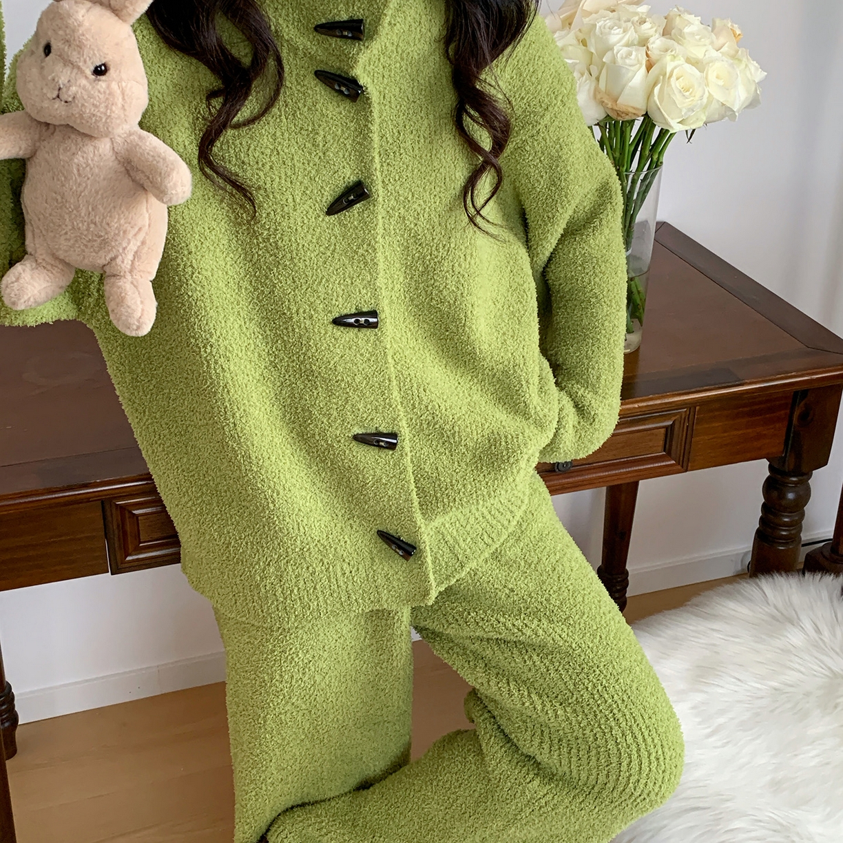 91家纺网 家纺一手货源 找家纺 多乐娜 2025新款出口日单高定款半边绒家居服重量高达1600g高级出口品质非市面普货（控价！请不要低于165元销售！！！！！） 青奈色