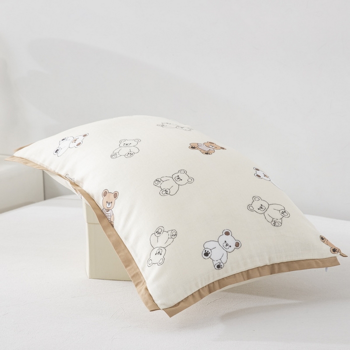 91家纺网 家纺一手货源 找家纺 大黄蜂家居家纺 2026新款A类纯棉双层纱棉花枕枕头枕芯 可爱小熊