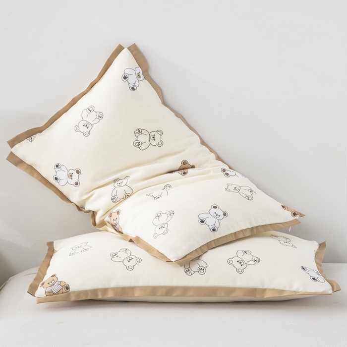 91家纺网 家纺一手货源 找家纺 大黄蜂家居家纺 2026新款A类纯棉双层纱棉花枕枕头枕芯 可爱小熊