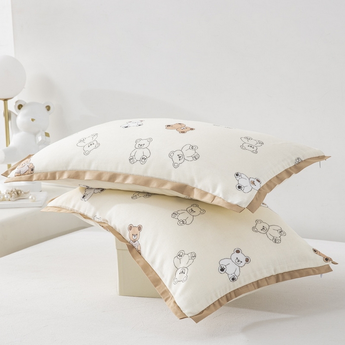 91家纺网 家纺一手货源 找家纺 大黄蜂家居家纺 2026新款A类纯棉双层纱棉花枕枕头枕芯 可爱小熊