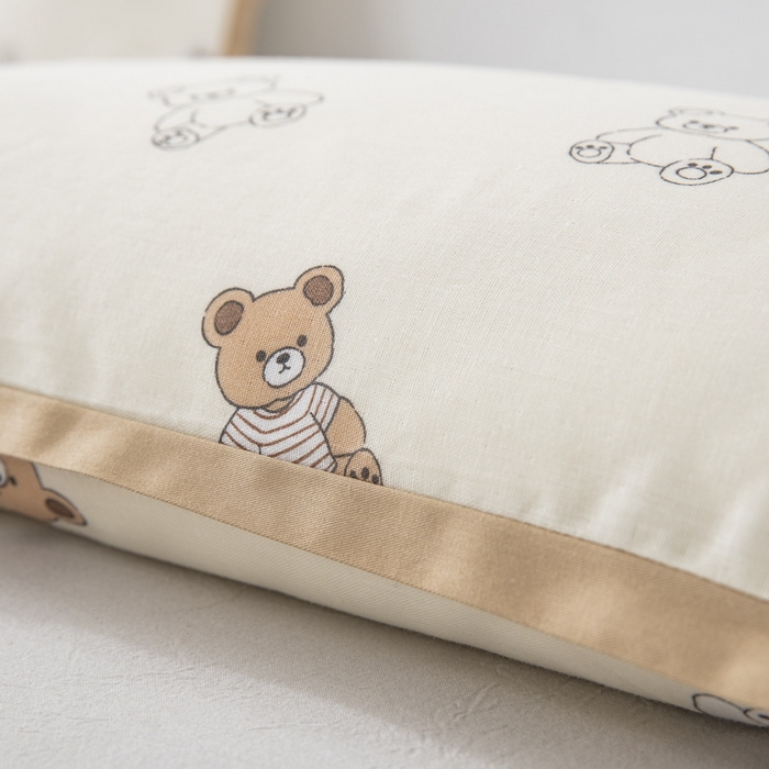 91家纺网 家纺一手货源 找家纺 大黄蜂家居家纺 2026新款A类纯棉双层纱棉花枕枕头枕芯 可爱小熊